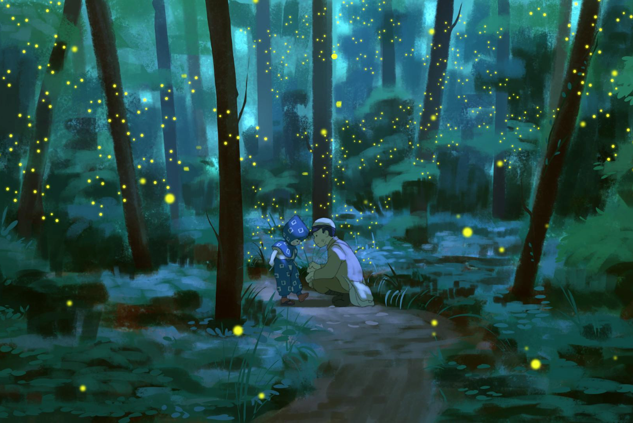 Grave of the Fireflies background — Firefly Forest