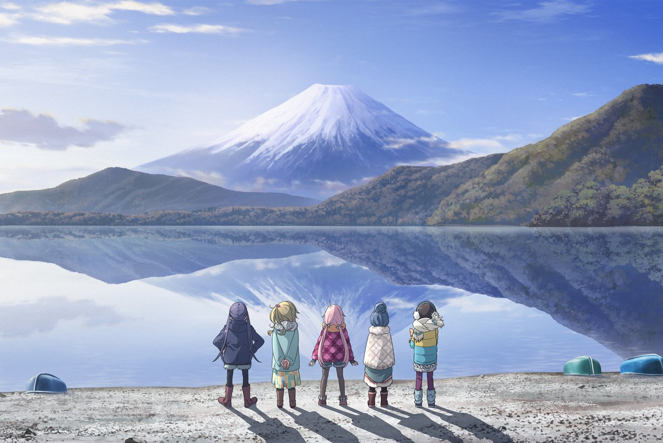 Yuru Camp background — Fuji lake